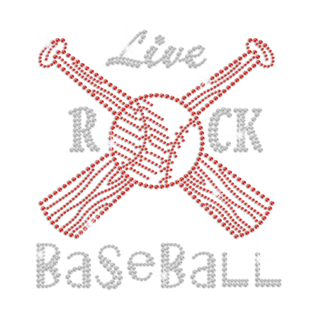 Red Rocking Baseball Iron-on Rhinestone Transfer