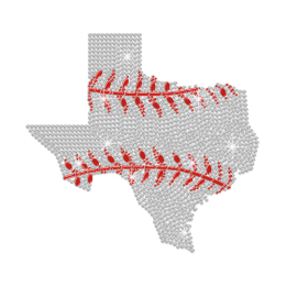 Crystal Texas Baseball Iron on Rhinestone Transfer