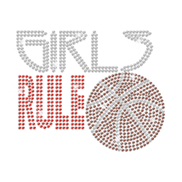 Girls Basketball Rules Iron on Rhinestone Transfer