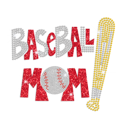 Bling Baseball Mom ISS Show Iron-on Rhinestone Transfer