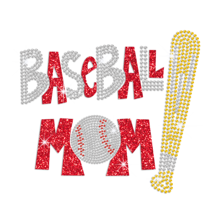 Bling Baseball Mom ISS Show Iron-on Rhinestone Transfer