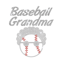 Glittering Baseball Grandma Hotfix Rhinestone Transfer