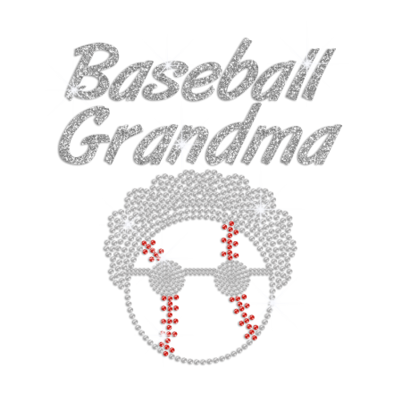 Glittering Baseball Grandma Hotfix Rhinestone Transfer