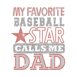 Cheer Baseball Dad Hotfix Rhinestone Glitter Transfer