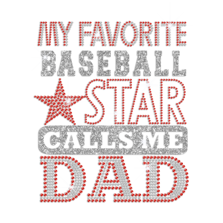 Cheer Baseball Dad Hotfix Rhinestone Glitter Transfer