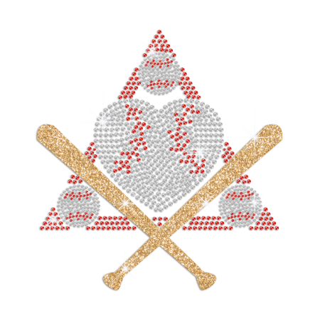 Triangle Baseball Love Hotfix Rhinestud Glitter Transfer