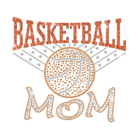 Basketball Mom ISS Show Hotfix Nailhead Glitter Transfer Motif