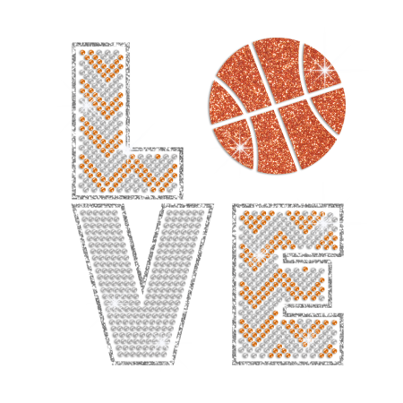 Basketball Love Iron-on Rhinestone Glitter Transfer