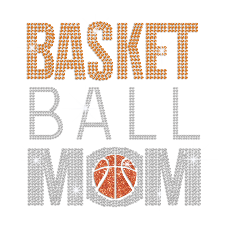 Wholesale Basketball Mom Iron-on Rhinestone Glitter Transfer