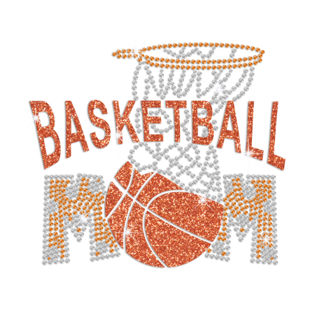Basketball Mom Hotfix Rhinestone Glitter Transfer
