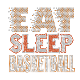 Eat Sleep Basketball ISS Show Iron-on Metal Nailhead Transfer Motif