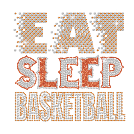 Eat Sleep Basketball ISS Show Iron-on Metal Nailhead Transfer Motif