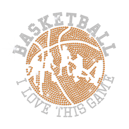 Bling I Love This Basketball Game Hotfix Rhinestone Rhinestud Transfer