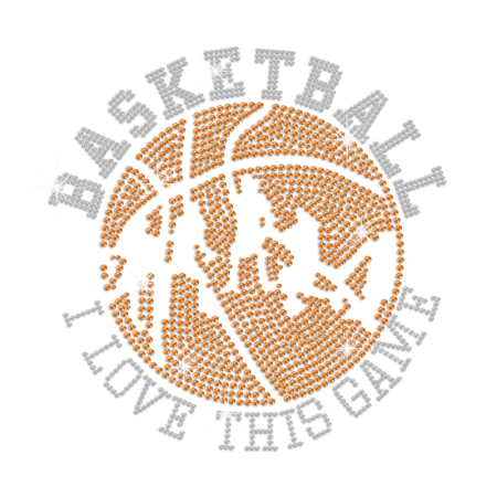 Bling I Love This Basketball Game Hotfix Rhinestone Rhinestud Transfer