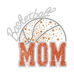 Basketball Mom Stars Heat Press Rhinestone Glitter Transfer