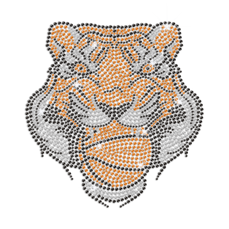 Magnificent Tiger Face Iron on Rhinestone Transfer