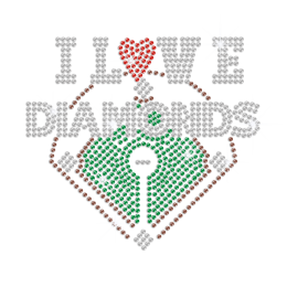 I Love Diamonds Iron on Rhinestone Transfer Decal