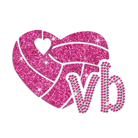 Glittering Love Volleyball Iron on Rhinestone Transfer Decal