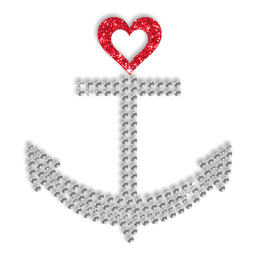 Sparkle Anchor and Heart Hotfix Bling Transfer Motif