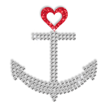 Sparkle Anchor and Heart Hotfix Bling Transfer Motif