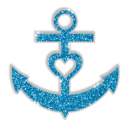 Girl's Heart Anchor Symbol Iron-on Rhinestone Glitter Transfer