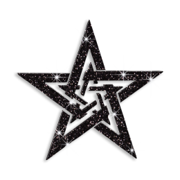 Hard Rock Double Stars Iron-on Glitter Decal