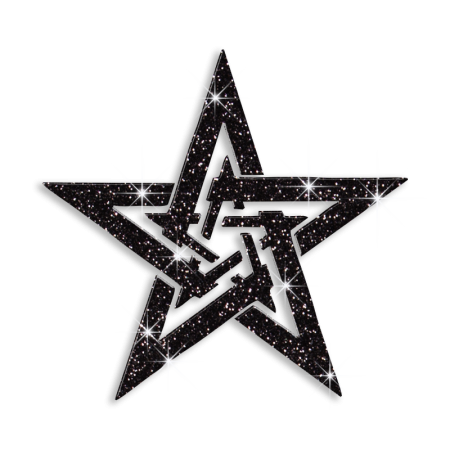 Custom Hot Fix Glitter Black Star Motifs