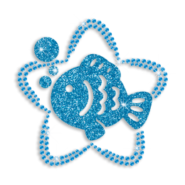 Shiny Bubble Pisces Symbol Iron-on Sequin Glitter Transfer