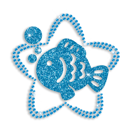 Shiny Bubble Pisces Symbol Iron-on Sequin Glitter Transfer