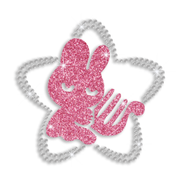 Virgo Bunny Sign Symbol Iron-on Sequin Glitter Motif