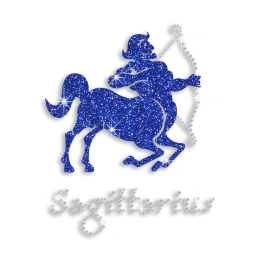 Sagittarius Sign Symbol Rhinestone Glitter Motif