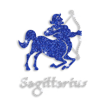 Sagittarius Sign Symbol Rhinestone Glitter Motif
