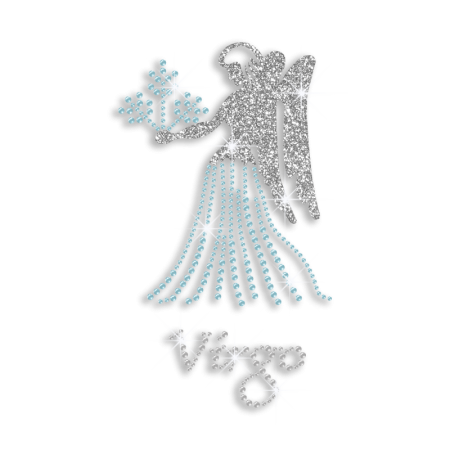 Iron-on Bling Virgo Angel Rhinestone Glitter Transfer