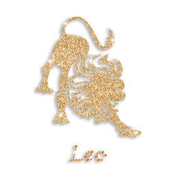 Gold Bling Leo Symbol Iron-on Rhinestone Glitter Transfer