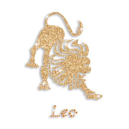 Shiny Leo Zodiac Iron on Glitter Rhinestone Transfer