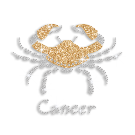 Bling Cancer Zodiac Iron-on Glitter Rhinestone Transfer