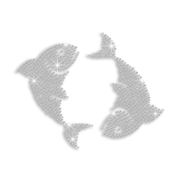 Crystal Pisces Symbol Iron-on Rhinestone Transfer