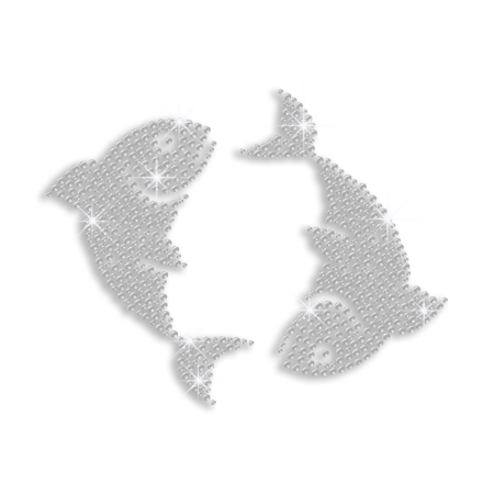 Crystal Pisces Symbol Iron-on Rhinestone Transfer