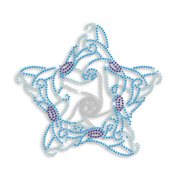 Beautiful Teal Star Iron-on Rhinestone Transfer