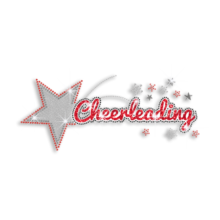 Bling Cheerleading Star Iron-on Rhinestone Glitter Transfer 