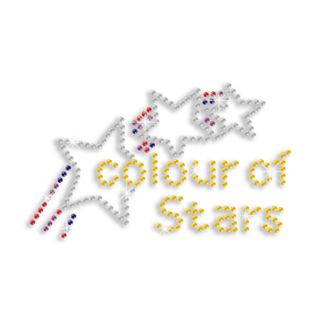 Pretty Color of Stars Iron on Rhinestone Transfer