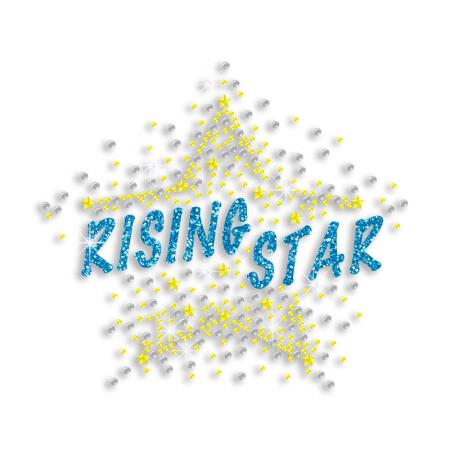 Bling Rising Star Iron-on Rhinestone Glitter Nailhead Transfer 