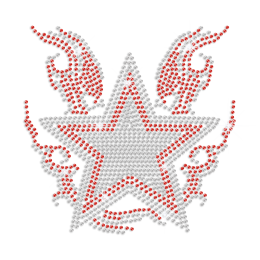 Crystal & Ruby Star Hot Fix Rhinestone Transfer