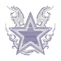 Crystal & Blue Star Iron-on Rhinestone Transfer