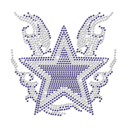 Crystal & Blue Star Iron-on Rhinestone Transfer