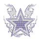 Bling Blue Sliver Star On Fire Rhinestone Motif