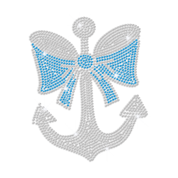 Bling Anchor with Bow Iron-on Rhinestone Transfer