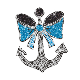 Iron-on Anchor With Bow Rhinestone Glitter Motif