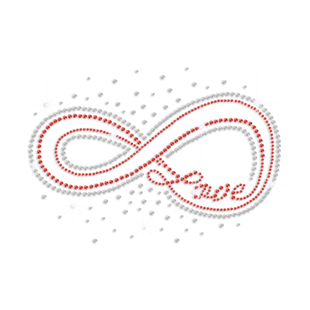 Cute Red Love Bow Iron-on Rhinestone Transfer