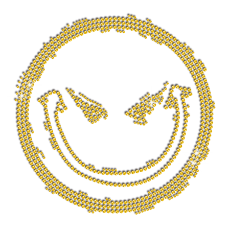 Evil Smiley Face Iron-on Rhinestone Transfer